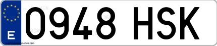 Ejemplo de matrícula española 0948 HSK