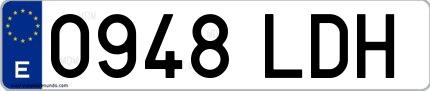 Ejemplo de matrícula española 0948 LDH