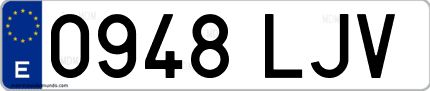 Ejemplo de matrícula de coche ordinaria 0948 LJV