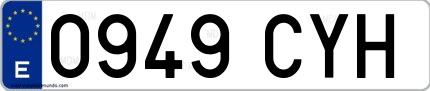 Ejemplo de matrícula española 0949 CYH