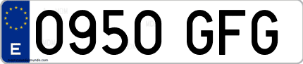 Ejemplo de matrícula de coche ordinaria 0950 GFG