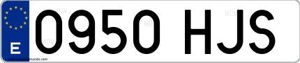Ejemplo de matrícula española 0950 HJS