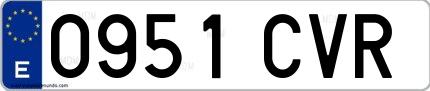 Ejemplo de matrícula española 0951 CVR