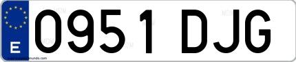 Ejemplo de matrícula española 0951 DJG