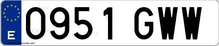 Ejemplo de matrícula española 0951 GWW