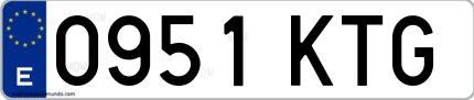Ejemplo de matrícula española 0951 KTG