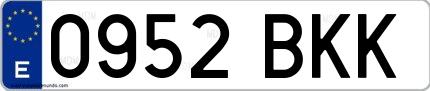 Ejemplo de matrícula española 0952 BKK