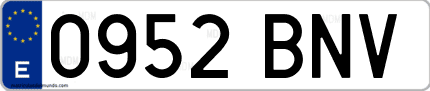 Ejemplo de matrícula de coche ordinaria 0952 BNV