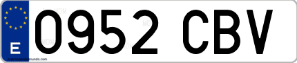 Ejemplo de matrícula de coche ordinaria 0952 CBV