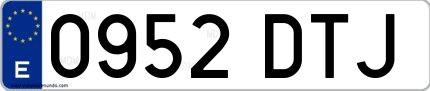 Ejemplo de matrícula española 0952 DTJ