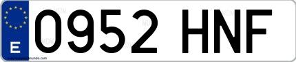 Ejemplo de matrícula española 0952 HNF