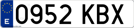 Ejemplo de matrícula de coche ordinaria 0952 KBX