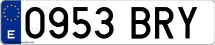 Ejemplo de matrícula española 0953 BRY