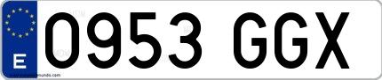 Ejemplo de matrícula española 0953 GGX