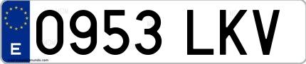 Ejemplo de matrícula española 0953 LKV