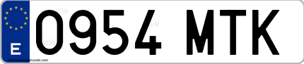 Ejemplo de matrícula de coche ordinaria 0954 MTK
