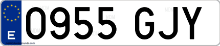 Ejemplo de matrícula de coche ordinaria 0955 GJY