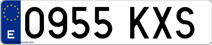 Ejemplo de matrícula de coche ordinaria 0955 KXS