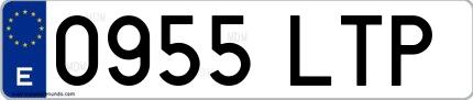 Ejemplo de matrícula española 0955 LTP