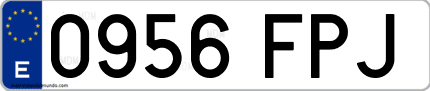 Ejemplo de matrícula de coche ordinaria 0956 FPJ