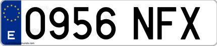 Ejemplo de matrícula de coche ordinaria 0956 NFX