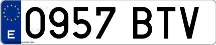 Ejemplo de matrícula española 0957 BTV