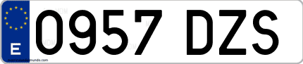 Ejemplo de matrícula de coche ordinaria 0957 DZS
