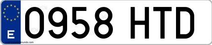 Ejemplo de matrícula española 0958 HTD
