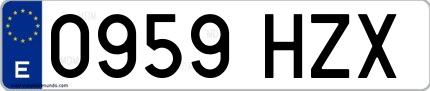 Ejemplo de matrícula española 0959 HZX