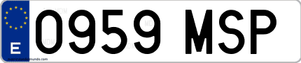 Ejemplo de matrícula de coche ordinaria 0959 MSP