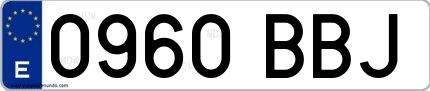 Ejemplo de matrícula española 0960 BBJ