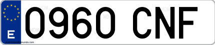 Ejemplo de matrícula de coche ordinaria 0960 CNF
