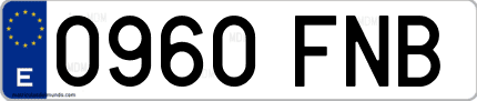 Ejemplo de matrícula de coche ordinaria 0960 FNB