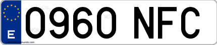 Ejemplo de matrícula de coche ordinaria 0960 NFC