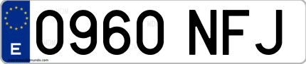 Ejemplo de matrícula de coche ordinaria 0960 NFJ