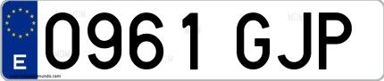 Ejemplo de matrícula española 0961 GJP