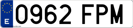 Ejemplo de matrícula de coche ordinaria 0962 FPM