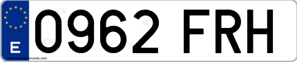 Ejemplo de matrícula de coche ordinaria 0962 FRH