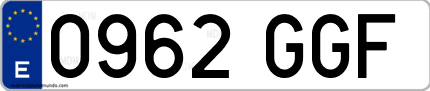 Ejemplo de matrícula de coche ordinaria 0962 GGF