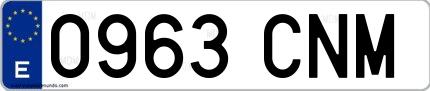 Ejemplo de matrícula española 0963 CNM