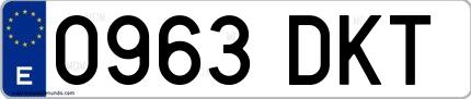 Ejemplo de matrícula española 0963 DKT