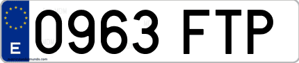Ejemplo de matrícula de coche ordinaria 0963 FTP