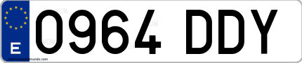 Ejemplo de matrícula de coche ordinaria 0964 DDY