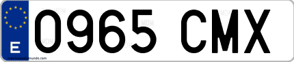Ejemplo de matrícula de coche ordinaria 0965 CMX