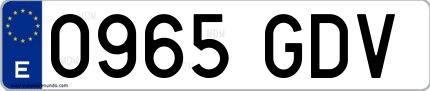 Ejemplo de matrícula española 0965 GDV