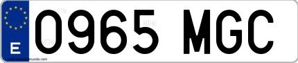 Ejemplo de matrícula española 0965 MGC