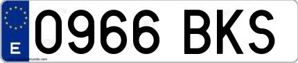 Ejemplo de matrícula española 0966 BKS