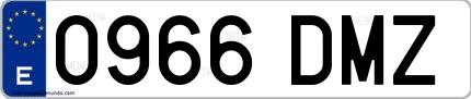 Ejemplo de matrícula española 0966 DMZ