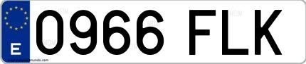 Ejemplo de matrícula española 0966 FLK