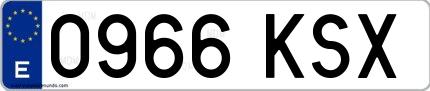 Ejemplo de matrícula española 0966 KSX